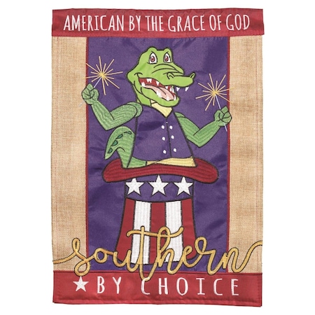 13 X 18 In Double Applique 4th Of July Alligator Burlap Garden Flag